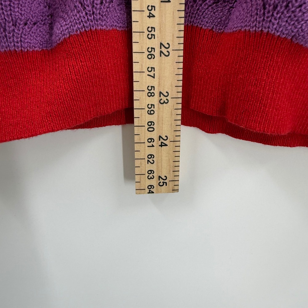 Ann Taylor Red Purple Wavy Chevron Pointelle Knit Sweater Womens Medium NWT - Picture 6 of 13